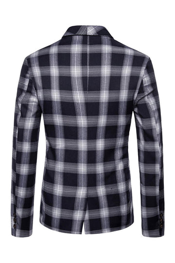 Blazer de bal à rayures châle bleu marine pour hommes